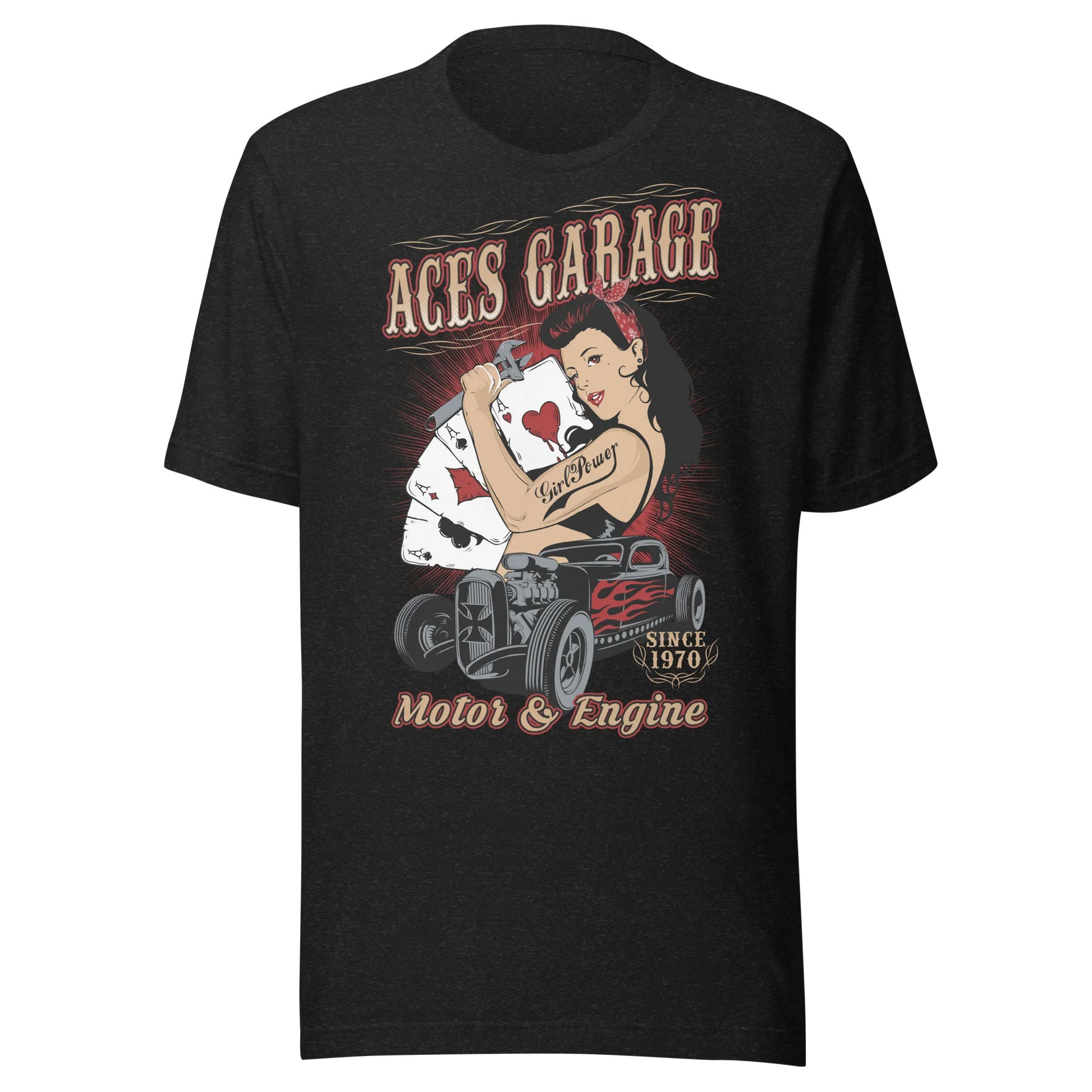 T-shirt Uomo Aces Garage Hot Rod Pin-Up Stile Vintage 10157 Aces garage - STREET STYLE