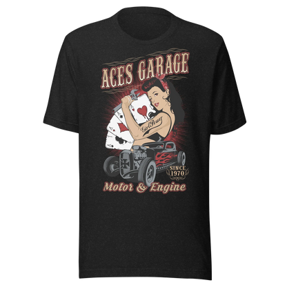 T-shirt Uomo Aces Garage Hot Rod Pin-Up Stile Vintage 10157 Aces garage - STREET STYLE