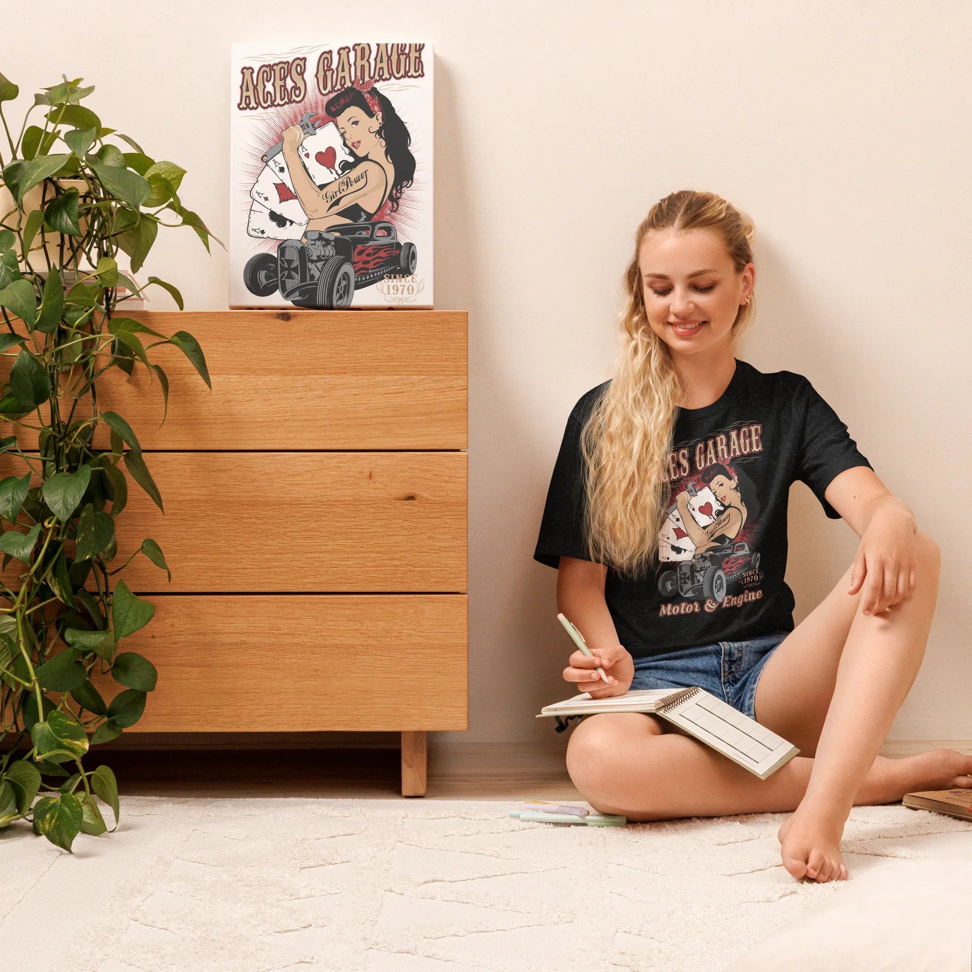 T-shirt Uomo Aces Garage Hot Rod Pin-Up Stile Vintage 10157 Aces garage - STREET STYLE