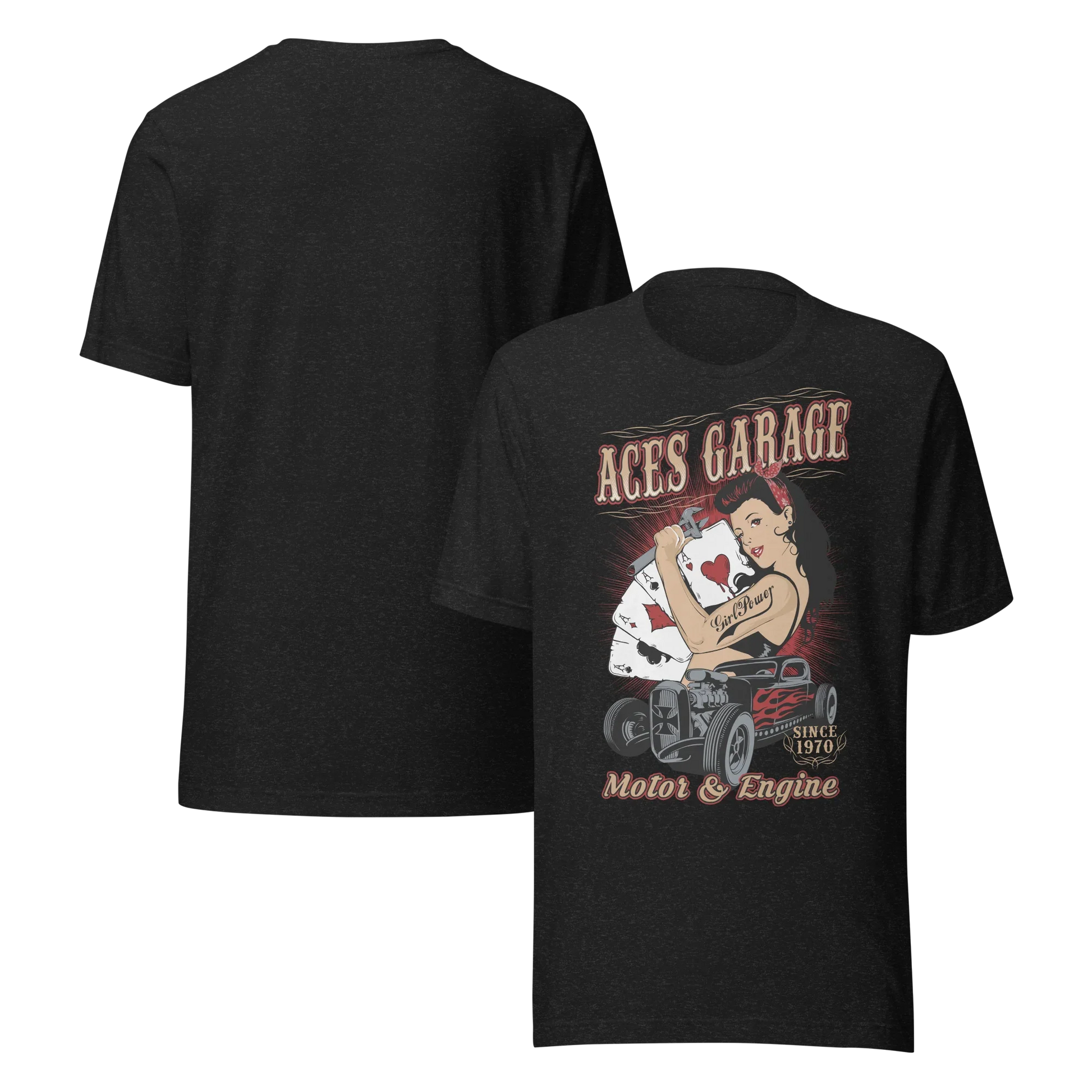 T-shirt Uomo Aces Garage Hot Rod Pin-Up Stile Vintage 10157 Aces garage - STREET STYLE