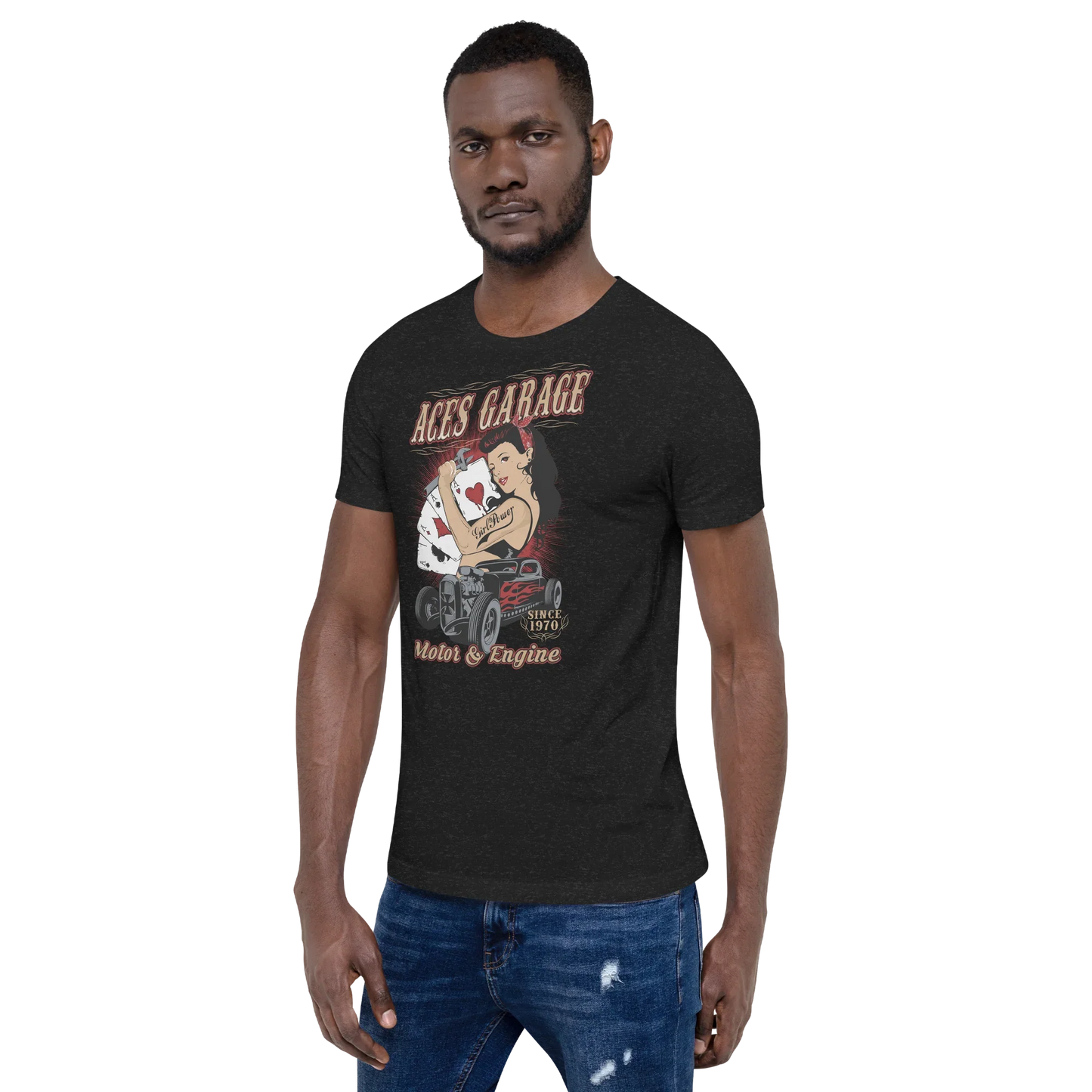 T-shirt Uomo Aces Garage Hot Rod Pin-Up Stile Vintage 10157 Aces garage - STREET STYLE