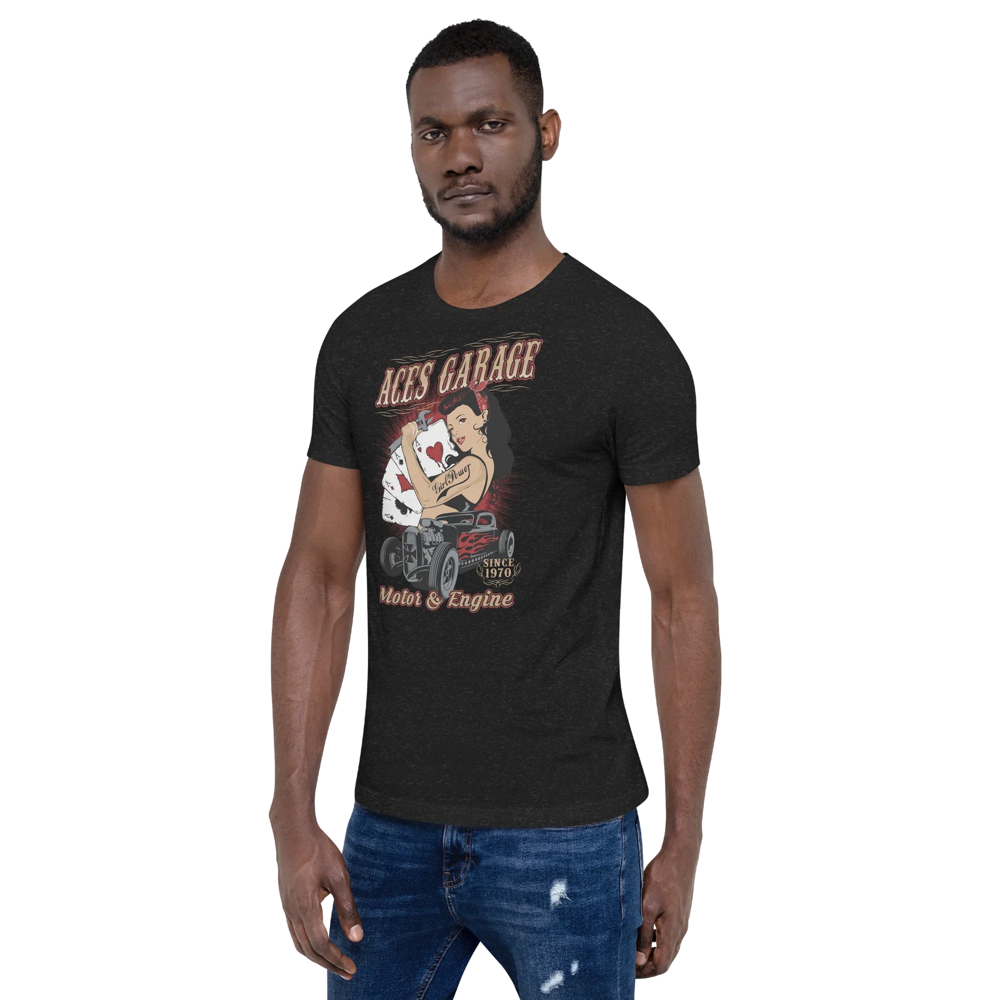 T-shirt Uomo Aces Garage Hot Rod Pin-Up Stile Vintage 10157 Aces garage - STREET STYLE