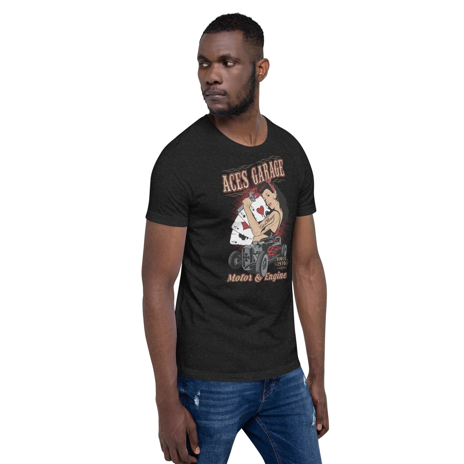 T-shirt Uomo Aces Garage Hot Rod Pin-Up Stile Vintage 10157 Aces garage - STREET STYLE
