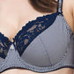 Unlined Full Figure Lace Bra Lauma Navy - STREET STYLE