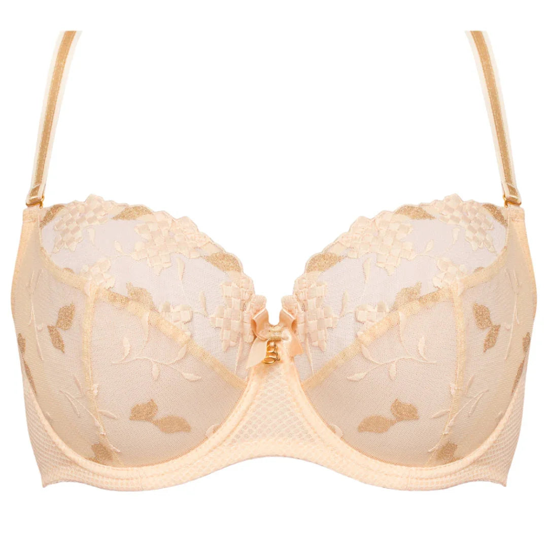 Sheer Mesh Balconette Bra Valeria Biscuit - STREET STYLE