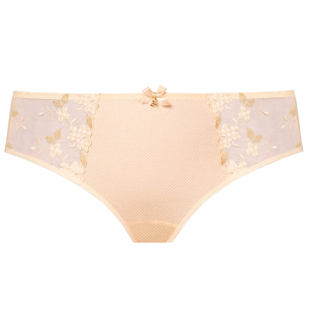 Sheer Mesh Tulle Embroidered Brief Panty Valeria Biscuit - STREET STYLE