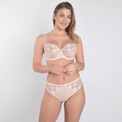 Sheer Mesh Balconette Bra Valeria Biscuit - STREET STYLE