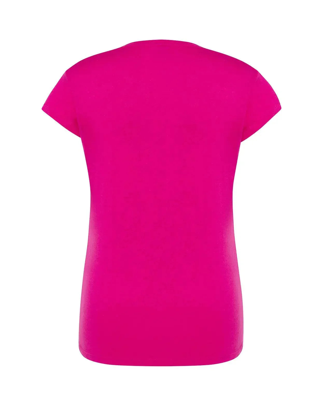 T-shirt donna streetwear fucsia 100% cotone, vista posteriore, stile urban