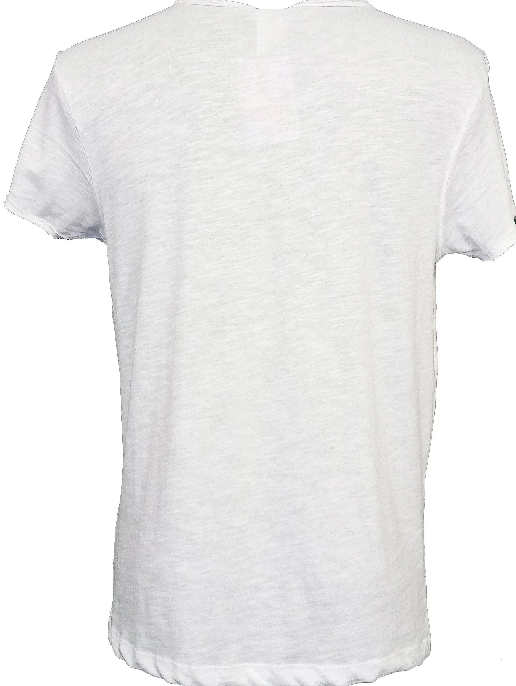T-shirt uomo bianca in cotone fiammato, design essenziale streetwear urban.