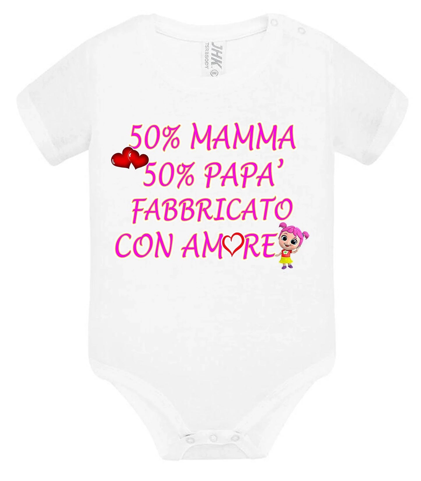 Body neonato bianco in cotone, stampa rosa con scritta divertente, stile streetwear urban
