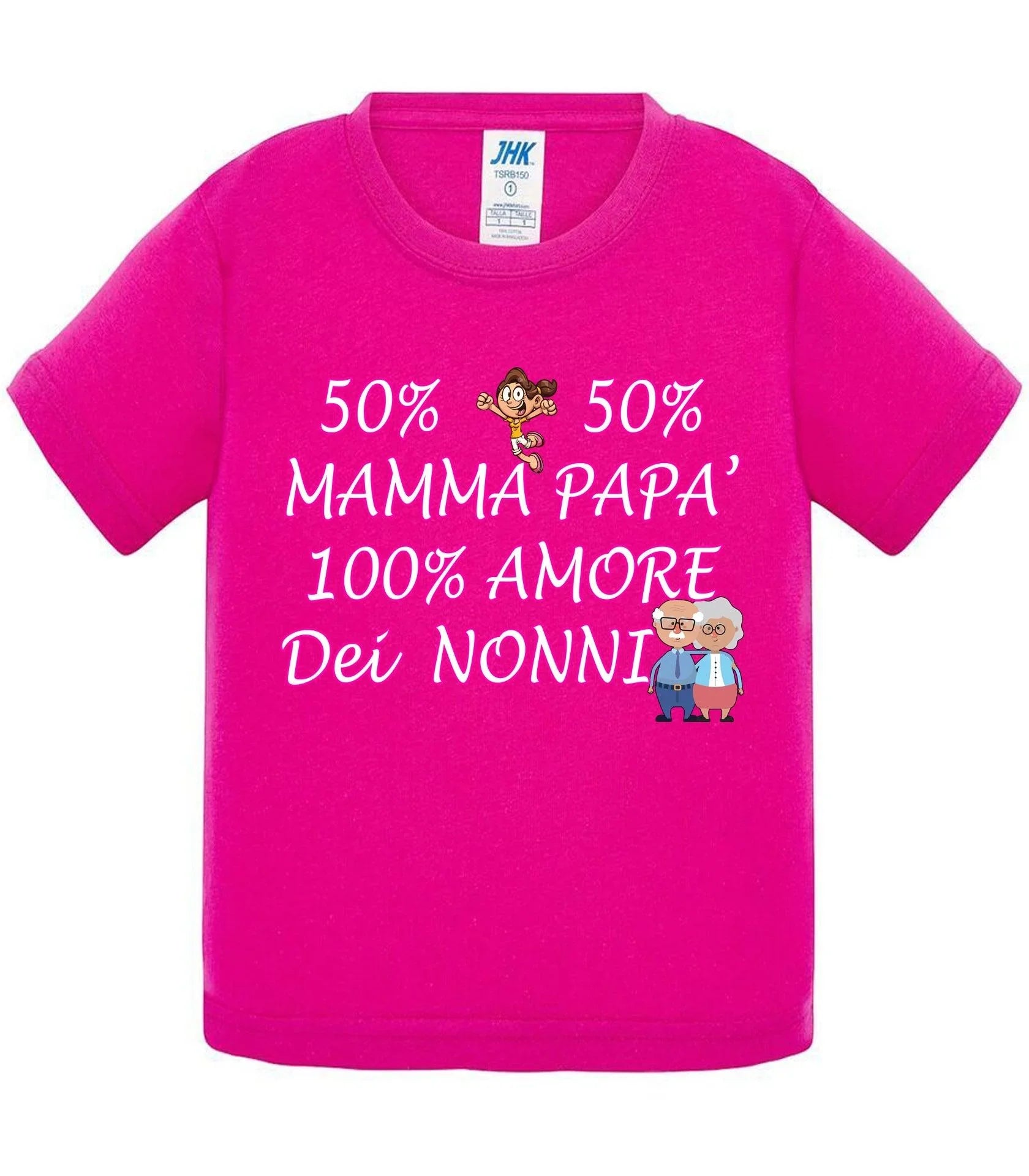 50% Mamma 50% Papà' Amore degli ZII - T-shirt per Bambino/a Mod. Baby & Kid Da 0 a 8 anni - STREET STYLE