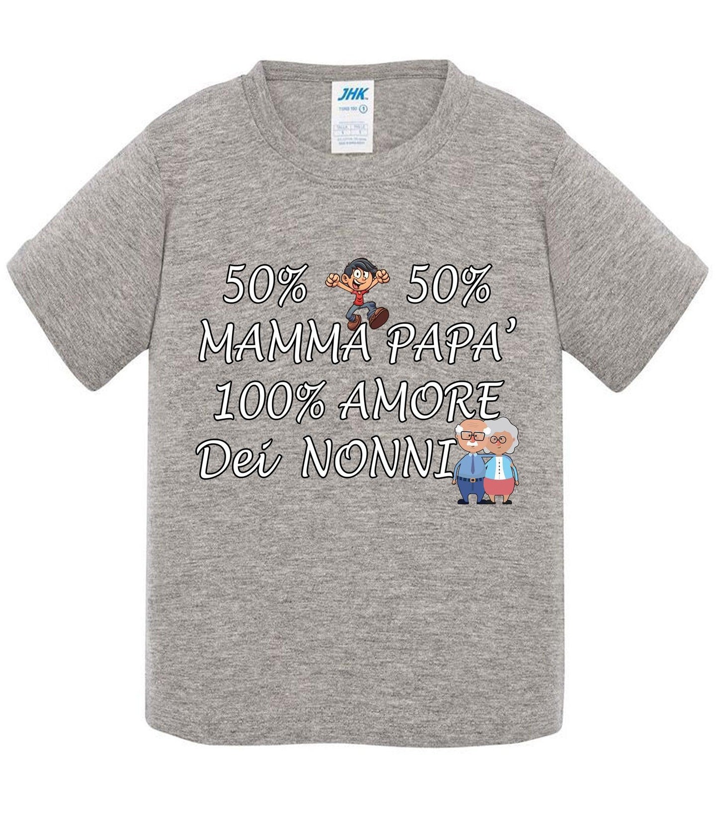 50% Mamma 50% Papà' Amore degli ZII - T-shirt per Bambino/a Mod. Baby & Kid Da 0 a 8 anni - STREET STYLE