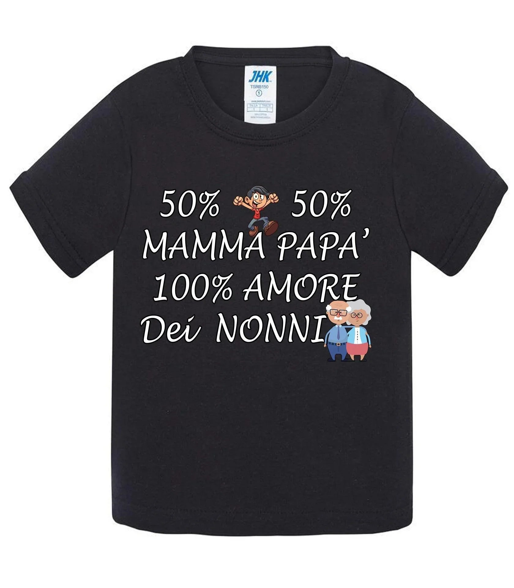 50% Mamma 50% Papà' Amore degli ZII - T-shirt per Bambino/a Mod. Baby & Kid Da 0 a 8 anni - STREET STYLE