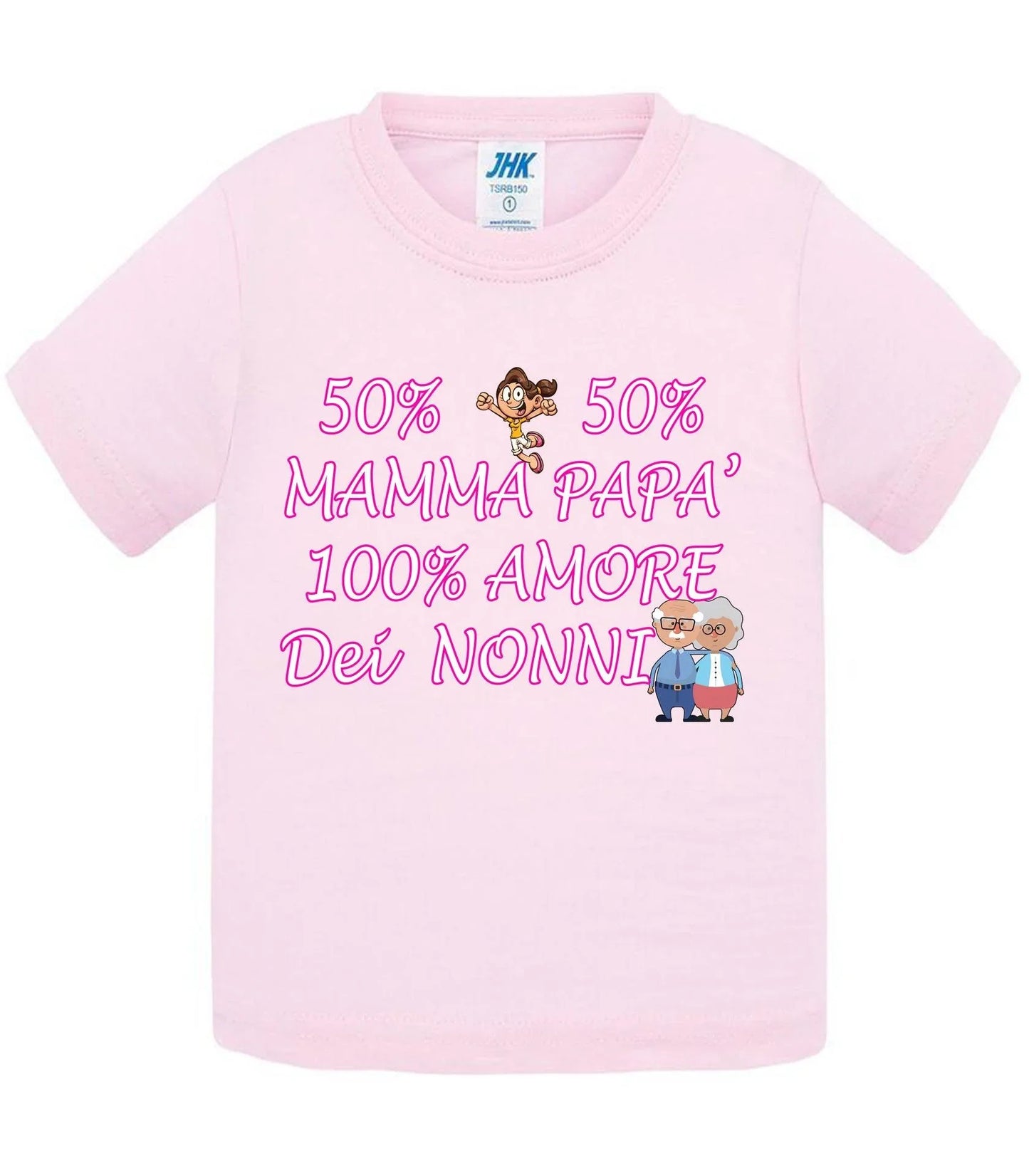 50% Mamma 50% Papà' Amore degli ZII - T-shirt per Bambino/a Mod. Baby & Kid Da 0 a 8 anni - STREET STYLE