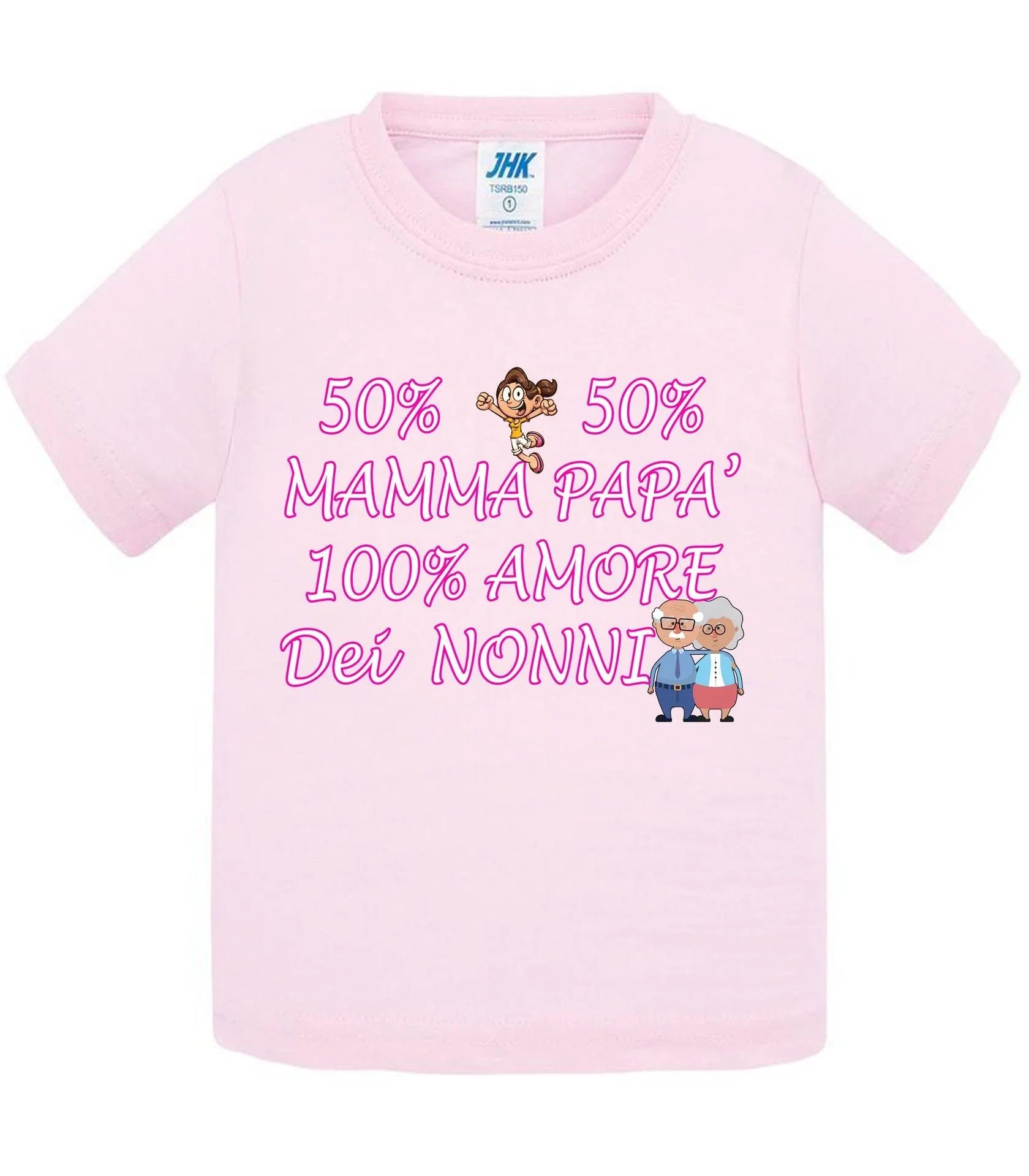 50% Mamma 50% Papà' Amore degli ZII - T-shirt per Bambino/a Mod. Baby & Kid Da 0 a 8 anni - STREET STYLE