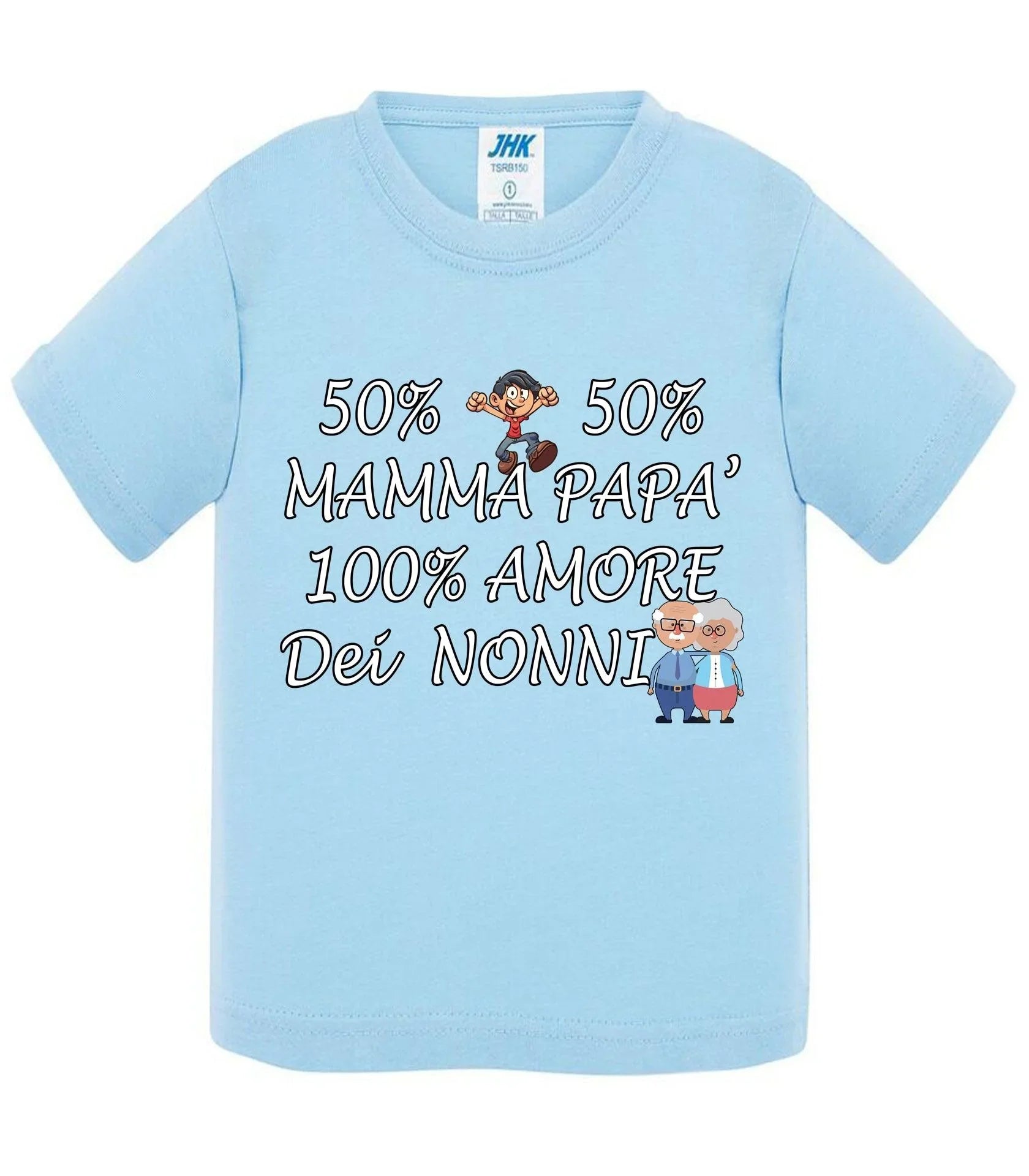 50% Mamma 50% Papà' Amore degli ZII - T-shirt per Bambino/a Mod. Baby & Kid Da 0 a 8 anni - STREET STYLE
