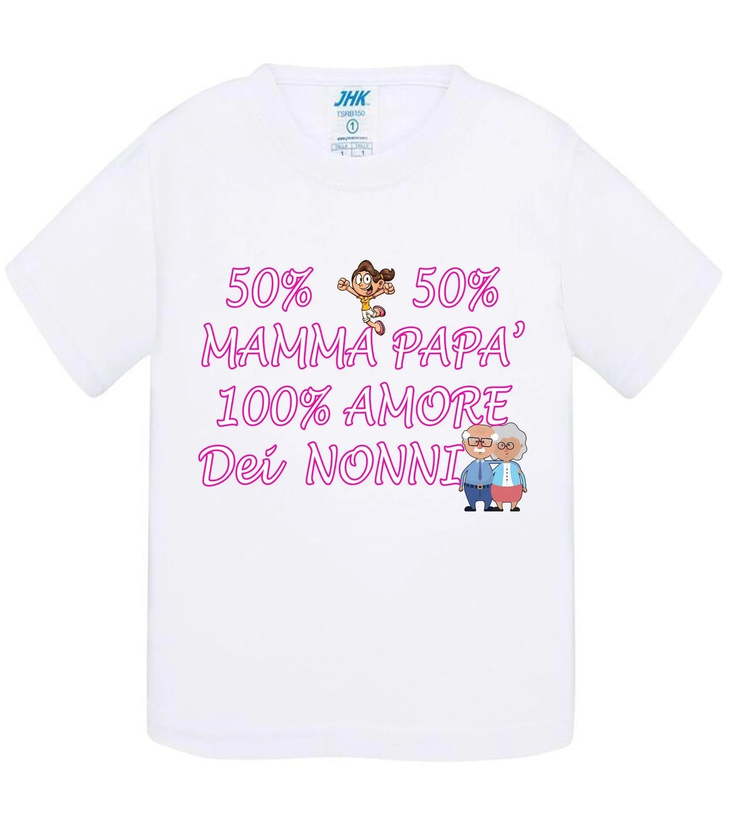 50% Mamma 50% Papà' Amore degli ZII - T-shirt per Bambino/a Mod. Baby & Kid Da 0 a 8 anni - STREET STYLE