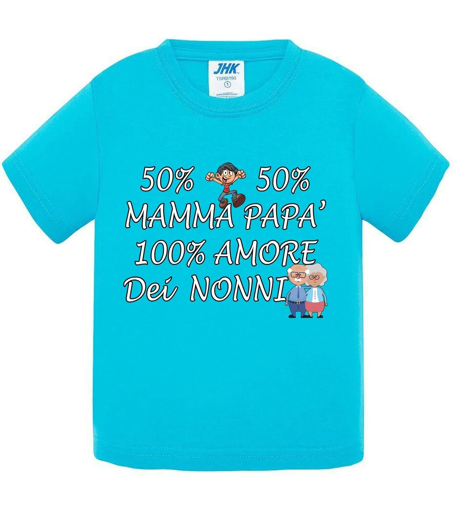 50% Mamma 50% Papà' Amore degli ZII - T-shirt per Bambino/a Mod. Baby & Kid Da 0 a 8 anni - STREET STYLE