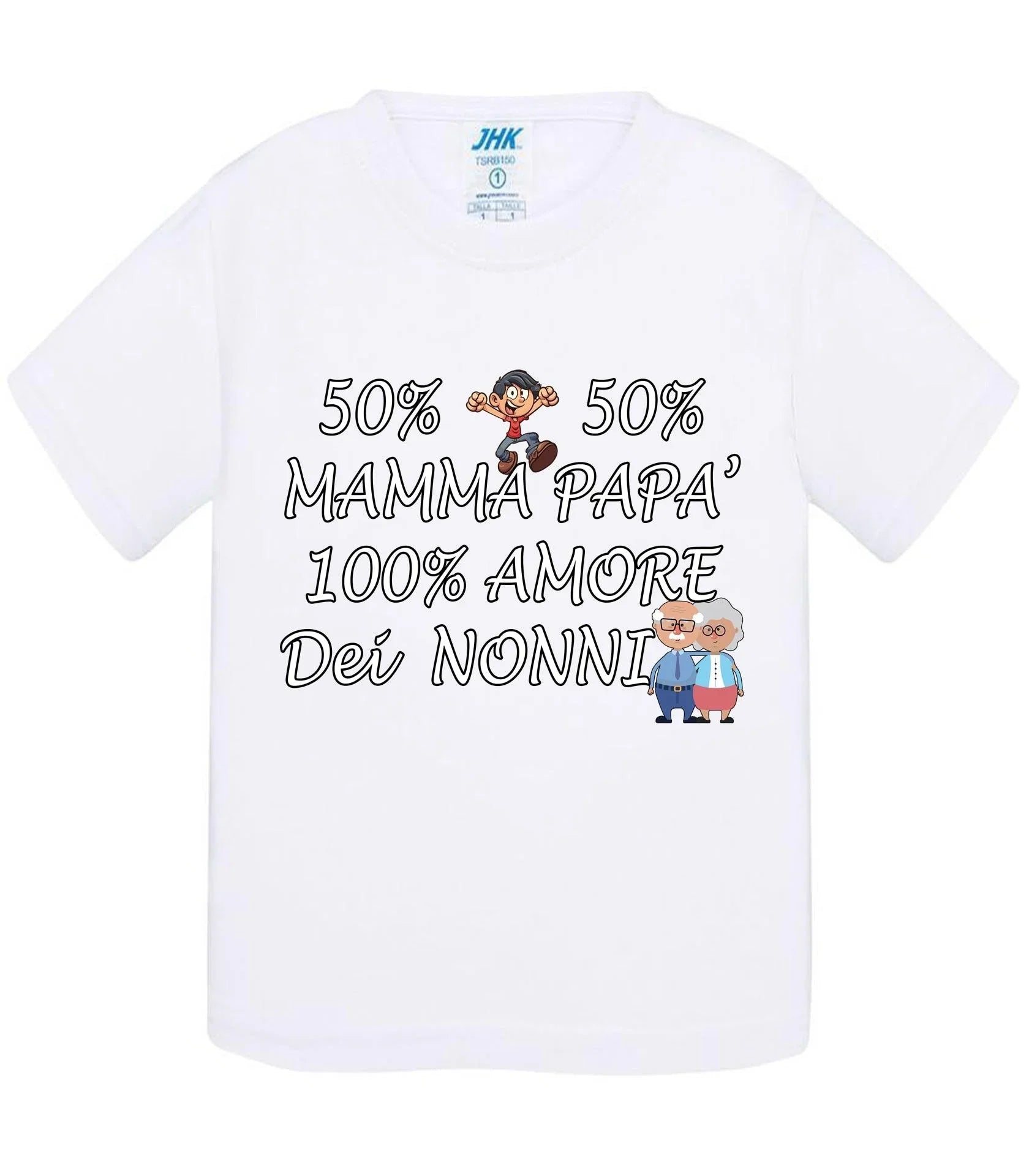 50% Mamma 50% Papà' Amore degli ZII - T-shirt per Bambino/a Mod. Baby & Kid Da 0 a 8 anni - STREET STYLE