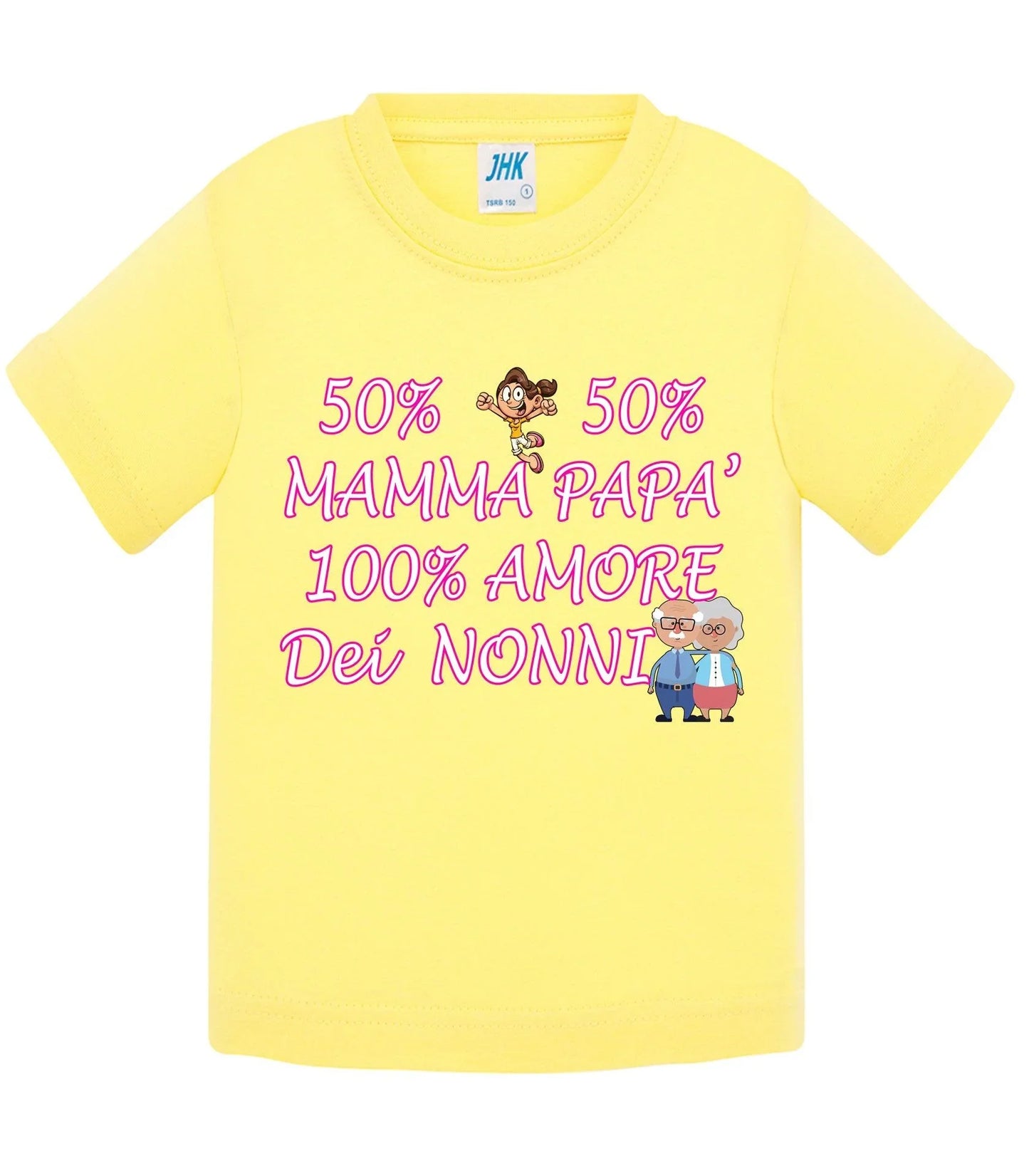 50% Mamma 50% Papà' Amore degli ZII - T-shirt per Bambino/a Mod. Baby & Kid Da 0 a 8 anni - STREET STYLE