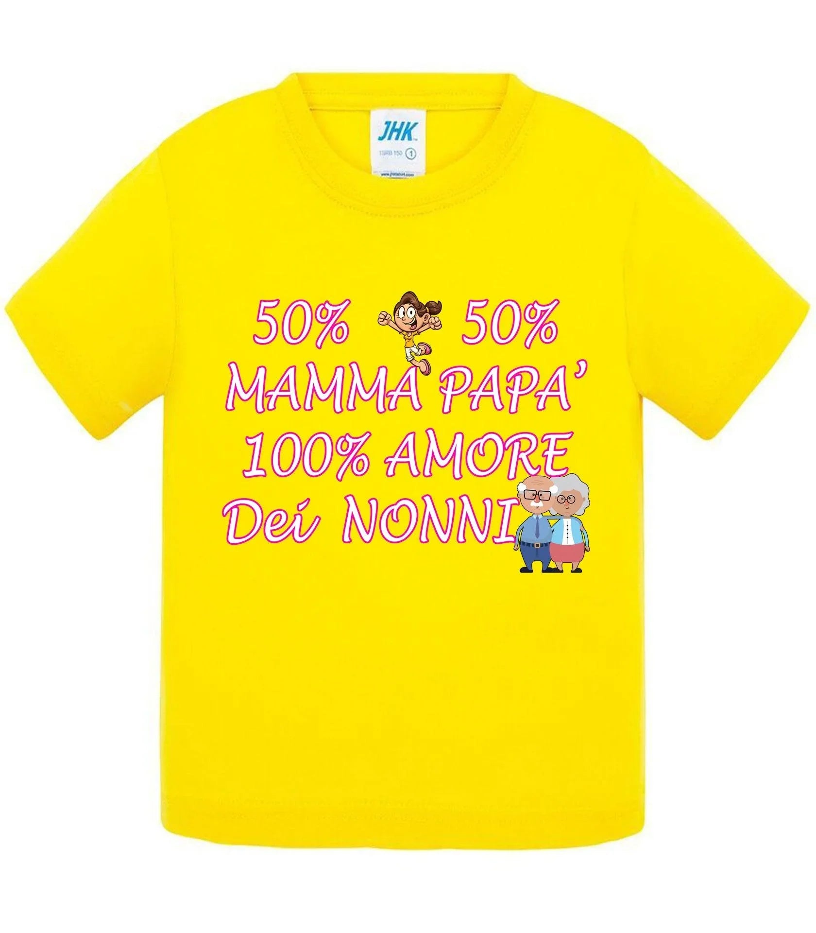 50% Mamma 50% Papà' Amore degli ZII - T-shirt per Bambino/a Mod. Baby & Kid Da 0 a 8 anni - STREET STYLE