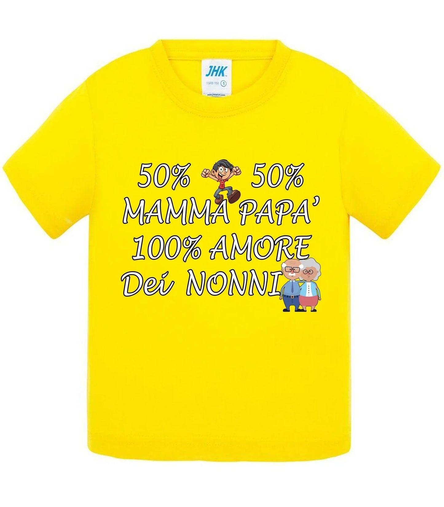 50% Mamma 50% Papà Amore dei Nonni - T-shirt per Bambino/a Mod. Baby & Kid Da 0 a 8 anni - STREET STYLE