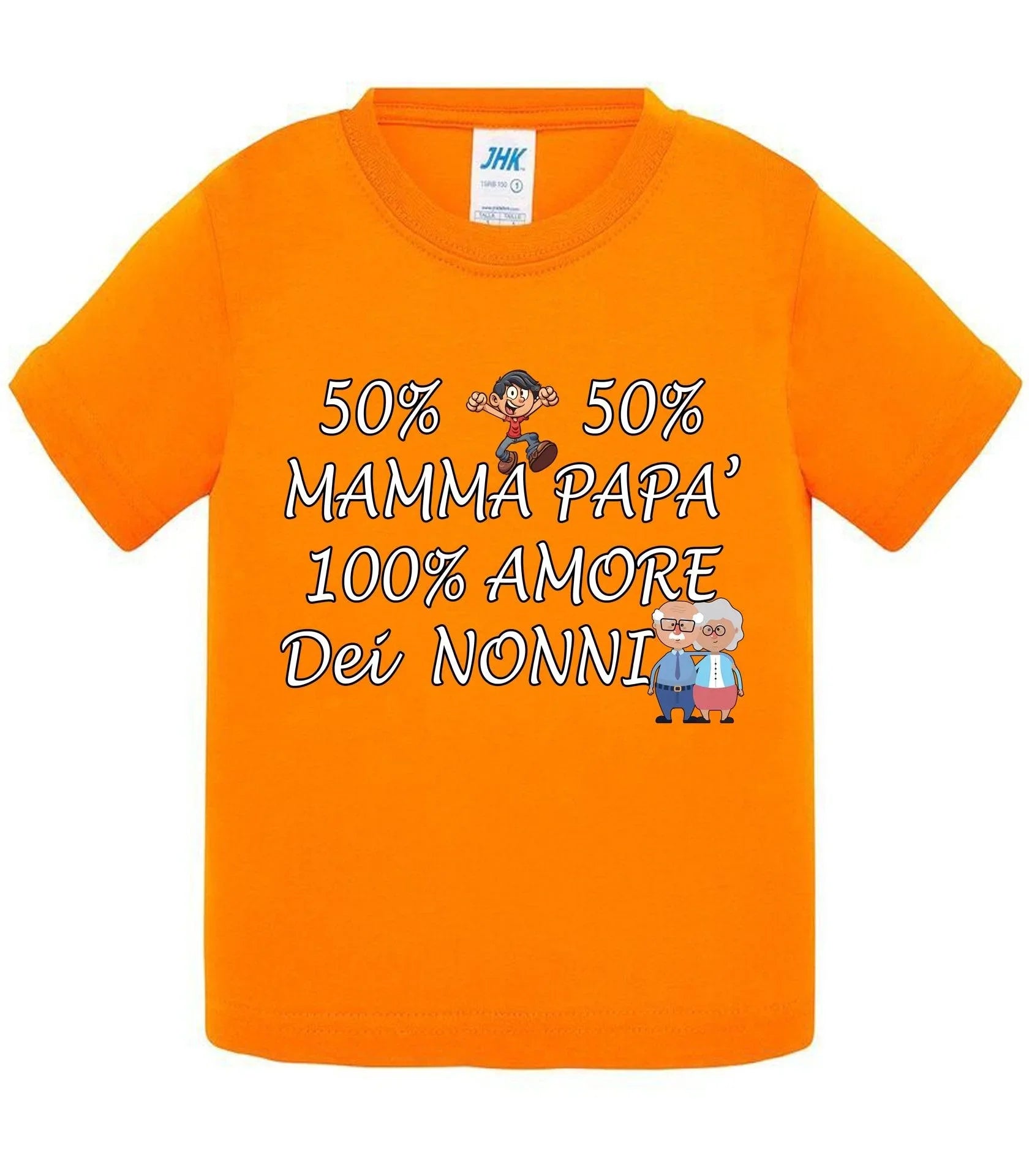 50% Mamma 50% Papà Amore dei Nonni - T-shirt per Bambino/a Mod. Baby & Kid Da 0 a 8 anni - STREET STYLE