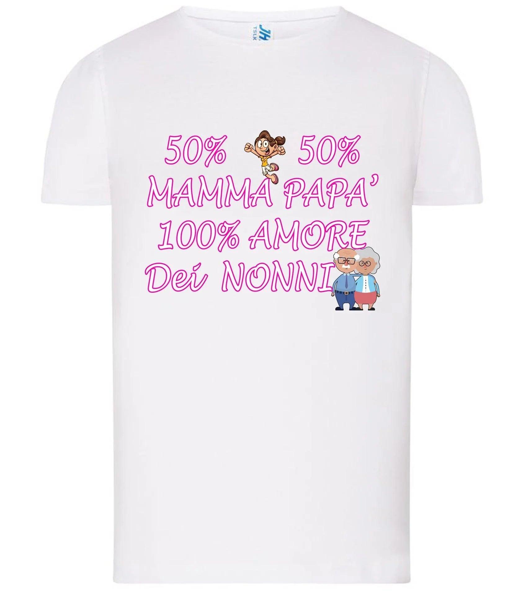 50% Mamma 50% Papà Amore dei Nonni T-shirt solo da femmina Mod. Slim - STREET STYLE