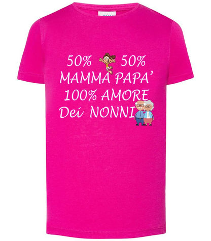 50% Mamma 50% Papà Amore dei Nonni T-shirt solo da femmina Mod. Slim - STREET STYLE