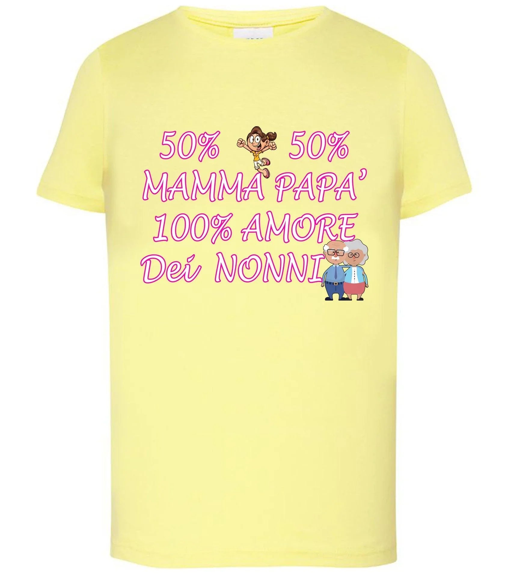 50% Mamma 50% Papà Amore dei Nonni T-shirt solo da femmina Mod. Slim - STREET STYLE