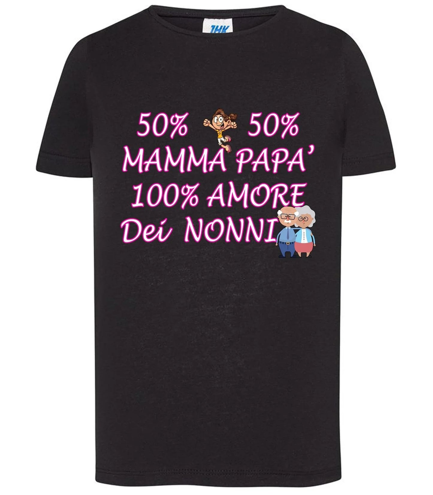 50% Mamma 50% Papà Amore dei Nonni T-shirt solo da femmina Mod. Slim - STREET STYLE
