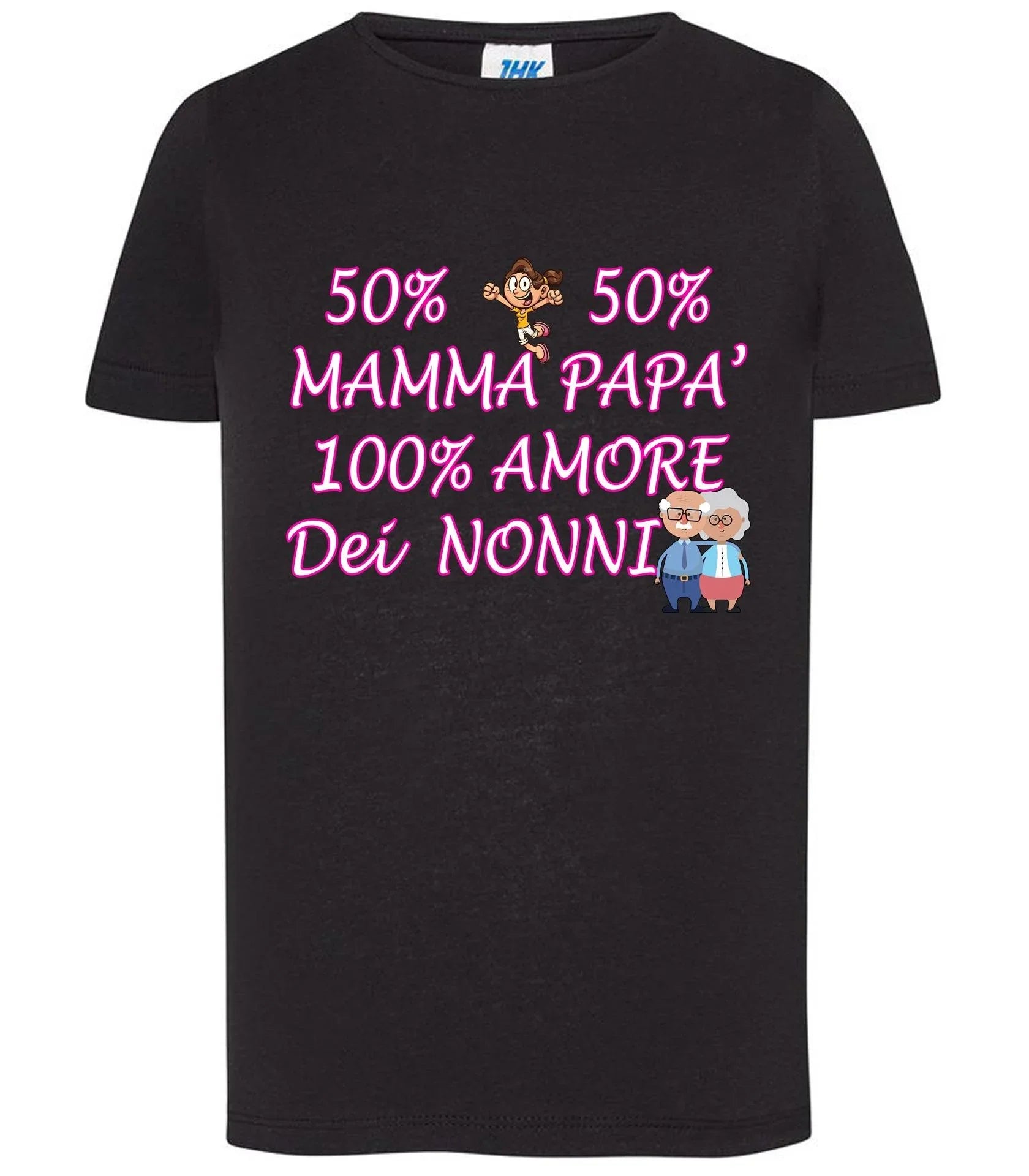 50% Mamma 50% Papà Amore dei Nonni T-shirt solo da femmina Mod. Slim - STREET STYLE