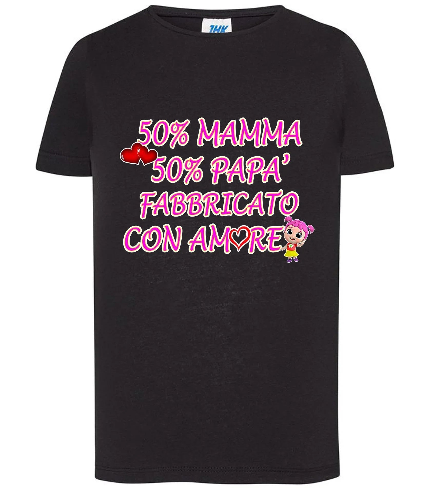 50% Mamma 50% Papà' Fabbricato Con Aamore T-shirt solo da femmina Mod. Slim - STREET STYLE
