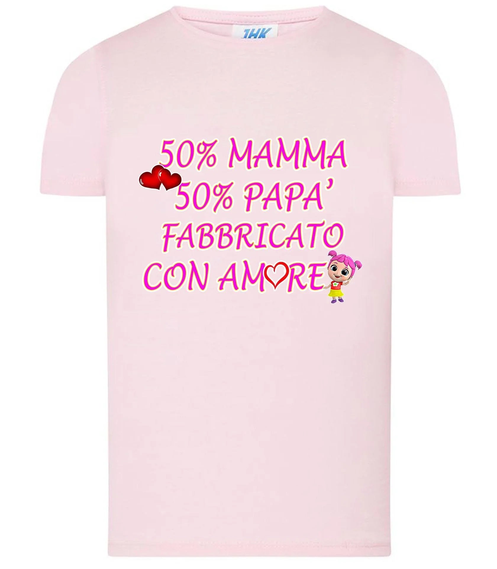 50% Mamma 50% Papà' Fabbricato Con Aamore T-shirt solo da femmina Mod. Slim - STREET STYLE