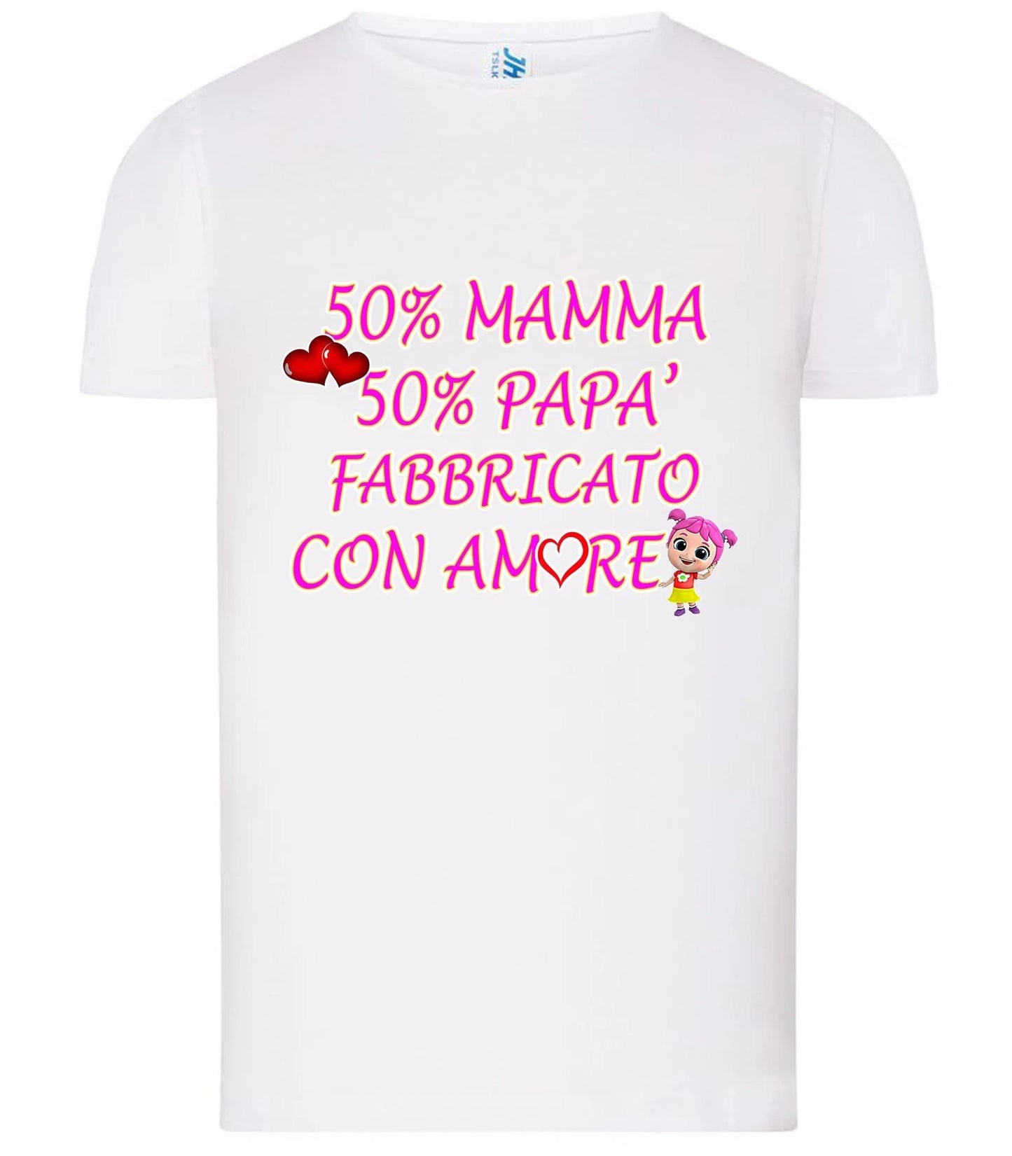 50% Mamma 50% Papà' Fabbricato Con Aamore T-shirt solo da femmina Mod. Slim - STREET STYLE