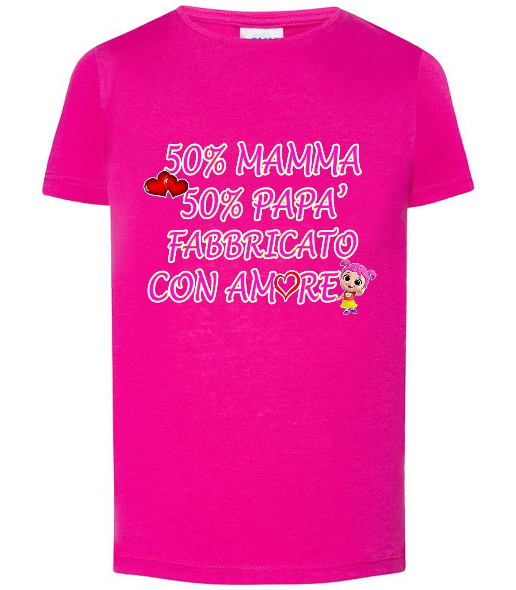 50% Mamma 50% Papà' Fabbricato Con Aamore T-shirt solo da femmina Mod. Slim - STREET STYLE