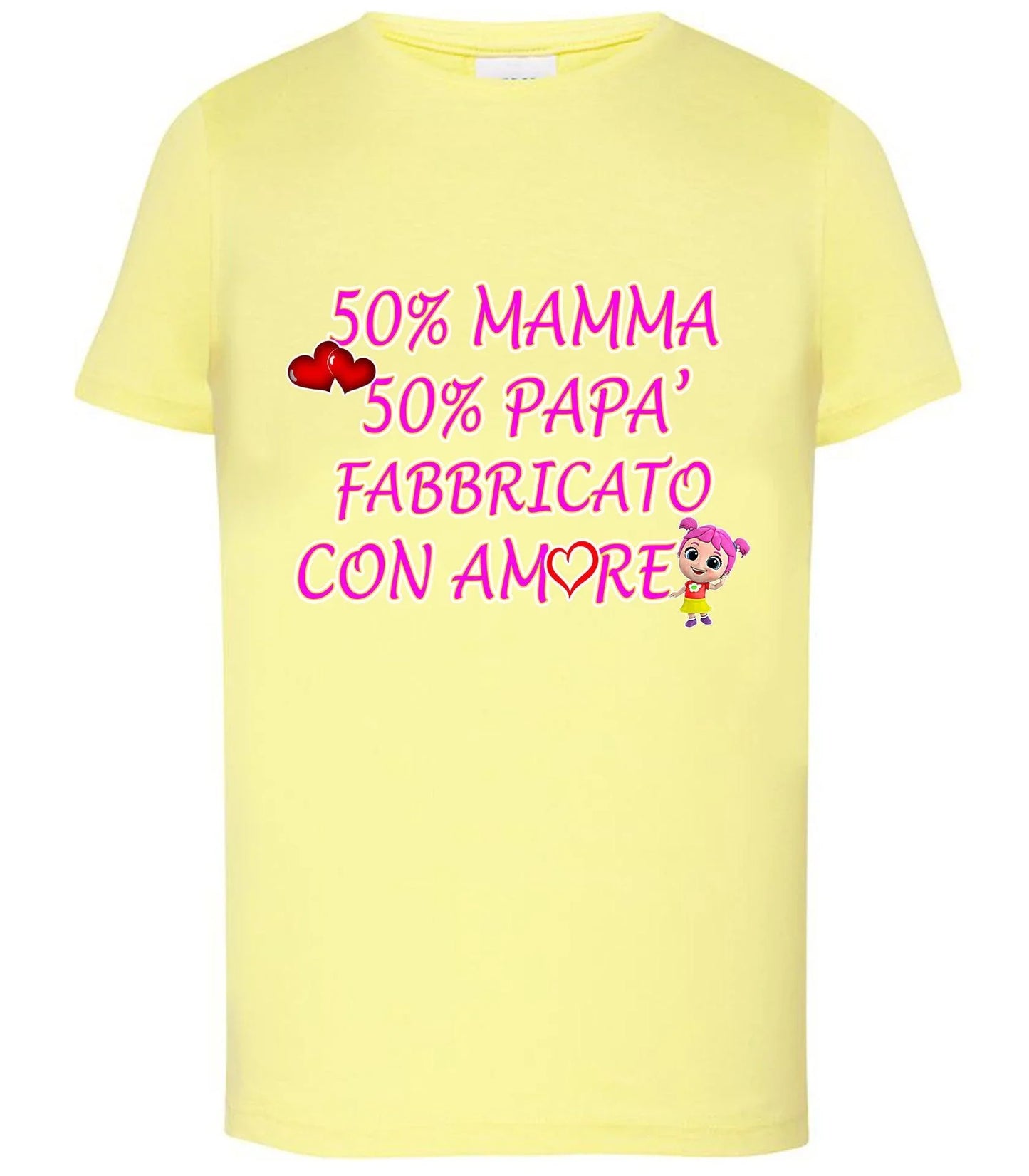 50% Mamma 50% Papà' Fabbricato Con Aamore T-shirt solo da femmina Mod. Slim - STREET STYLE