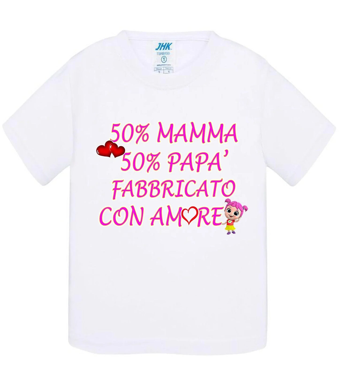 50%Mamma 50% Papà Fabbricato con Amore - T-shirt per Bambino/a Mod. Baby & Kid Da 0 a 8 anni - STREET STYLE