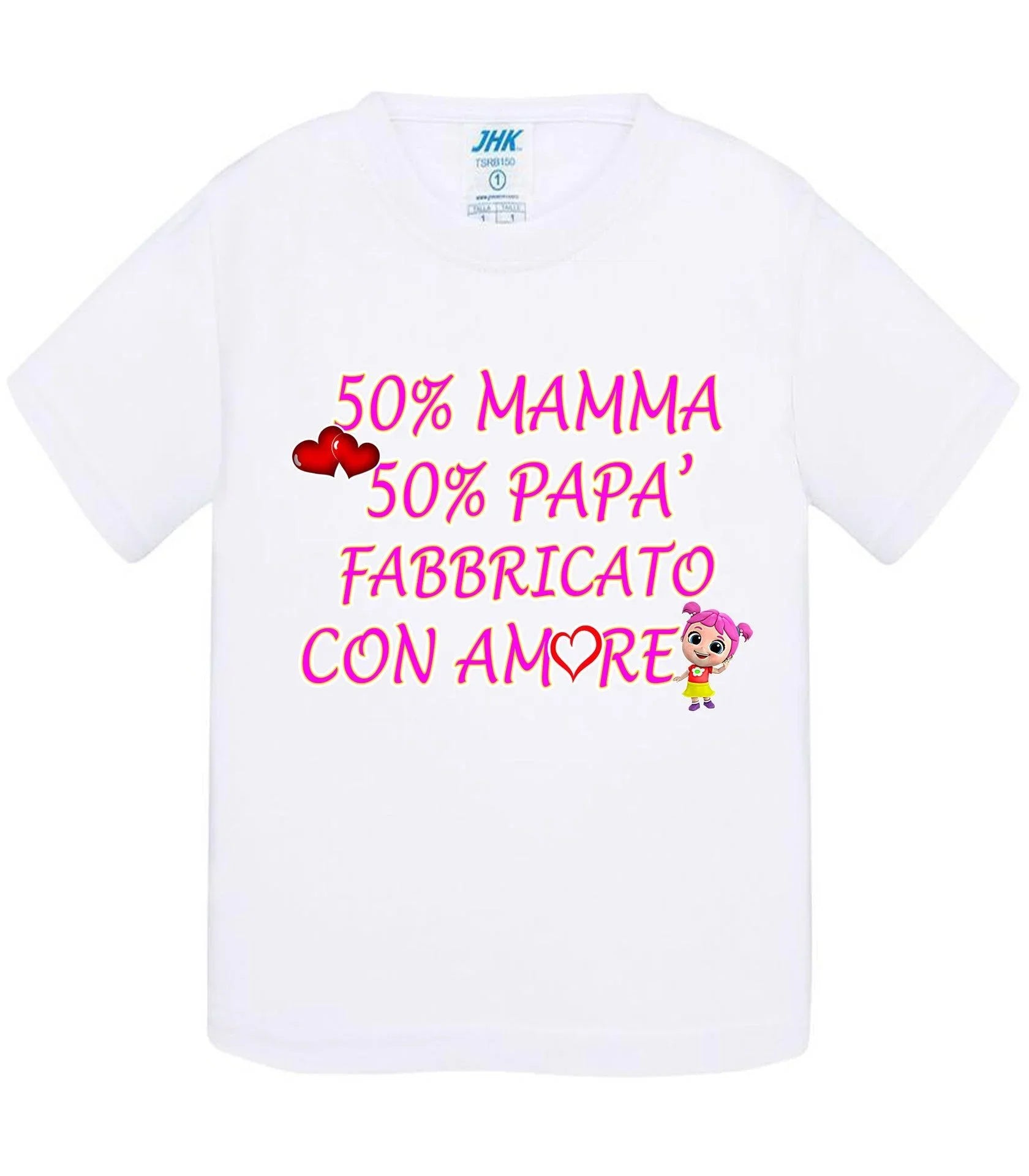 50%Mamma 50% Papà Fabbricato con Amore - T-shirt per Bambino/a Mod. Baby & Kid Da 0 a 8 anni - STREET STYLE