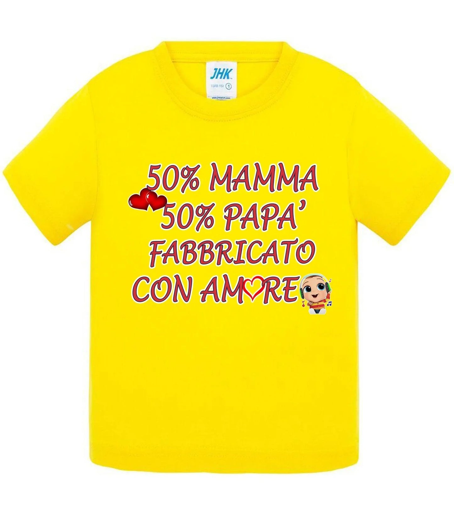 50%Mamma 50% Papà Fabbricato con Amore - T-shirt per Bambino/a Mod. Baby & Kid Da 0 a 8 anni - STREET STYLE