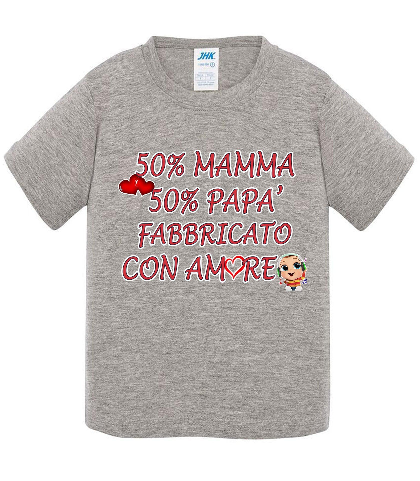 50%Mamma 50% Papà Fabbricato con Amore - T-shirt per Bambino/a Mod. Baby & Kid Da 0 a 8 anni - STREET STYLE