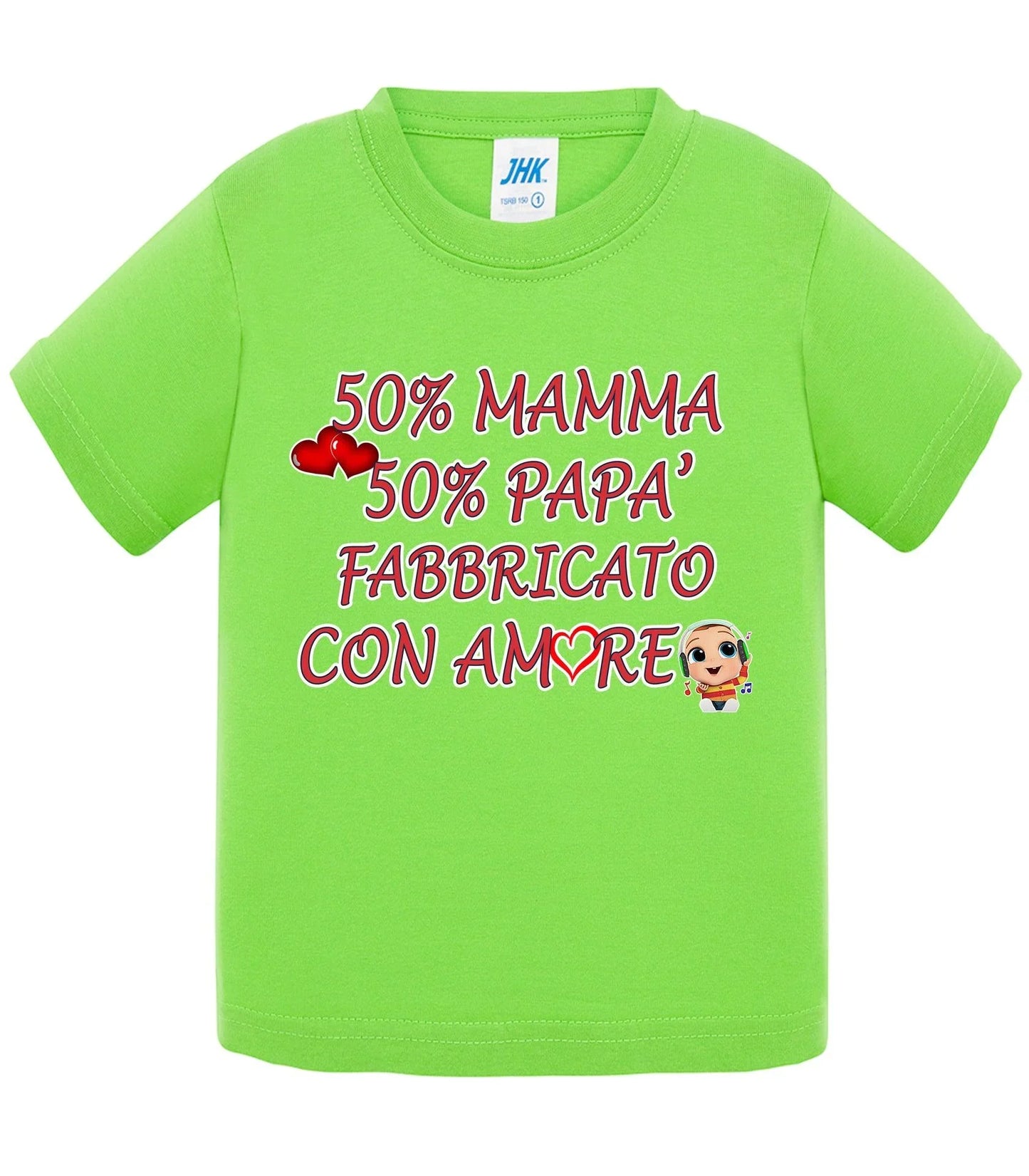 50%Mamma 50% Papà Fabbricato con Amore - T-shirt per Bambino/a Mod. Baby & Kid Da 0 a 8 anni - STREET STYLE