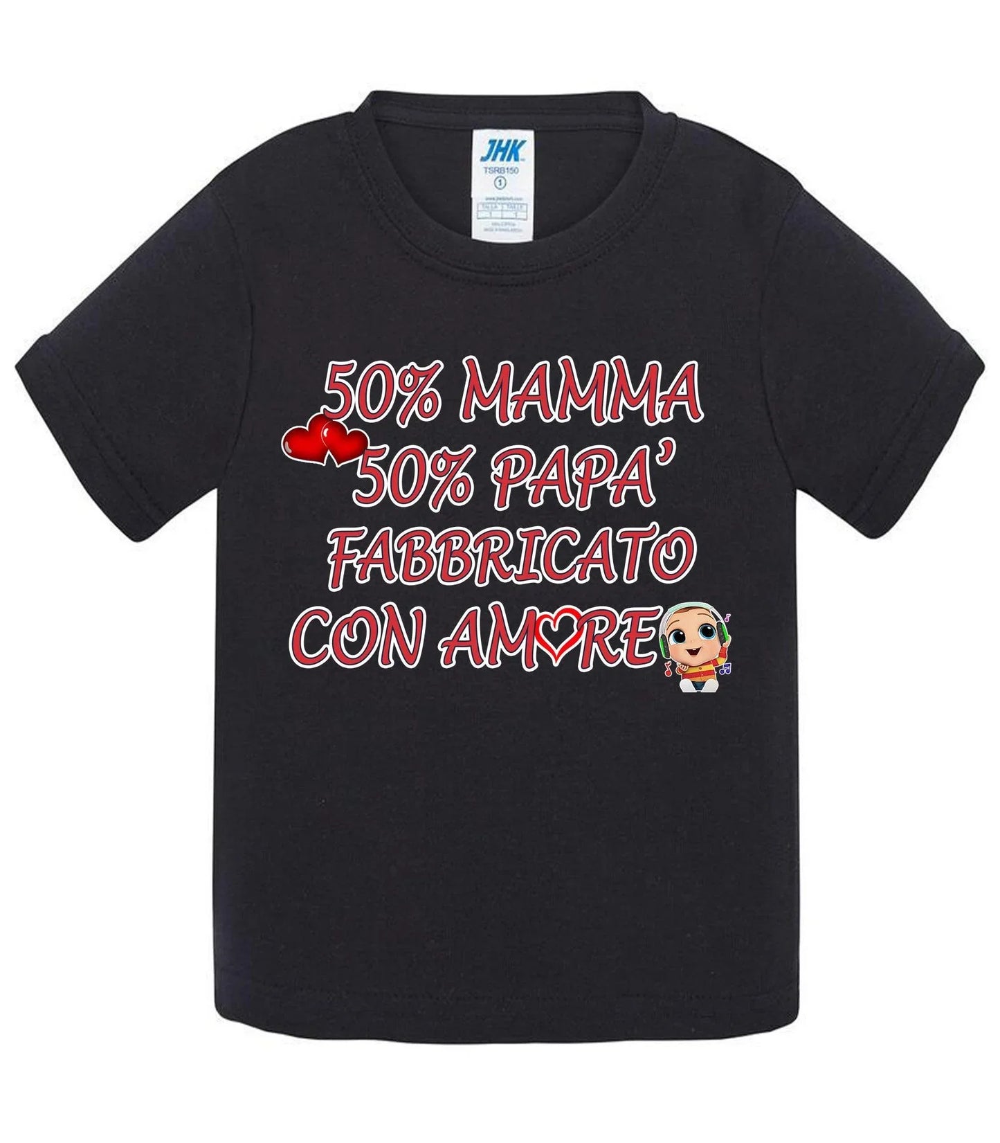 50%Mamma 50% Papà Fabbricato con Amore - T-shirt per Bambino/a Mod. Baby & Kid Da 0 a 8 anni - STREET STYLE