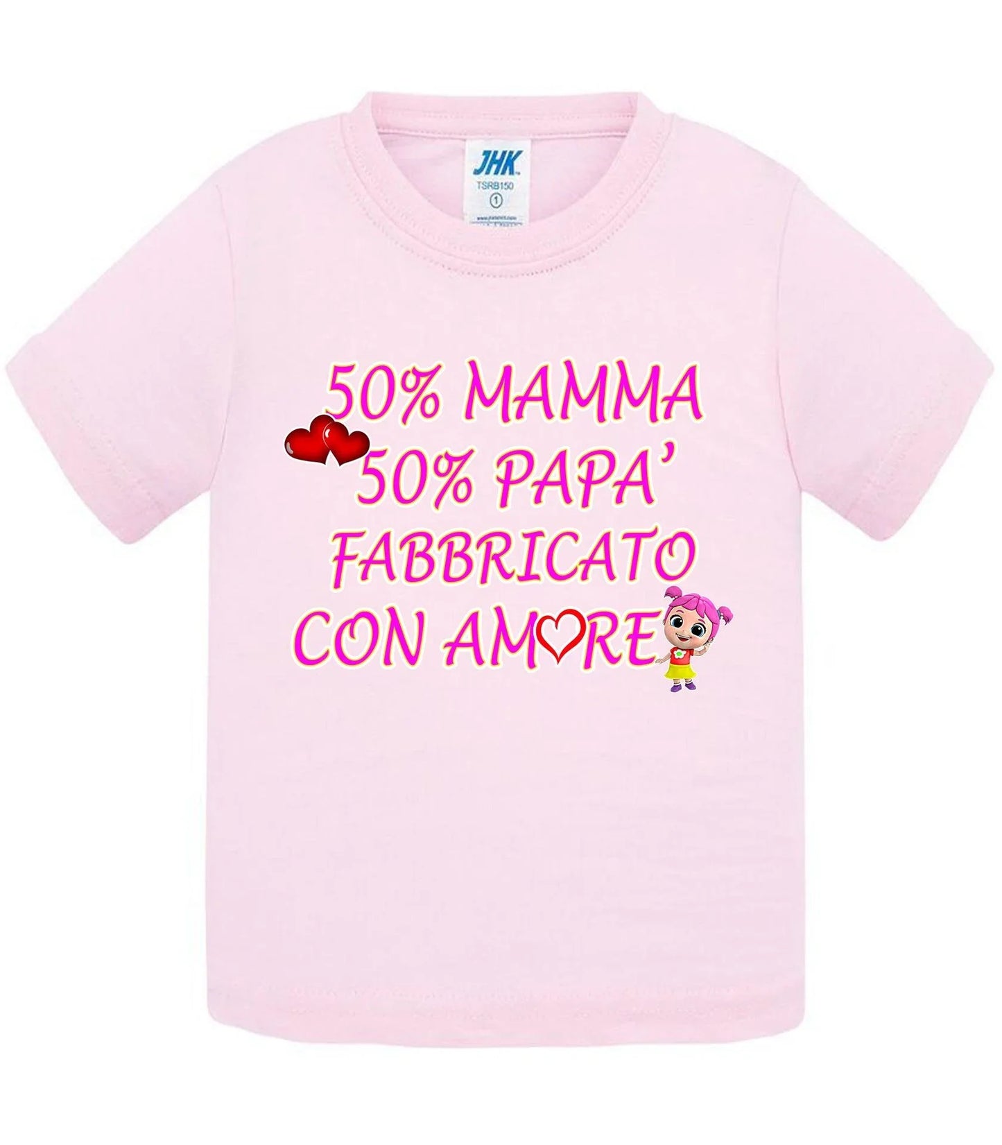 50%Mamma 50% Papà Fabbricato con Amore - T-shirt per Bambino/a Mod. Baby & Kid Da 0 a 8 anni - STREET STYLE