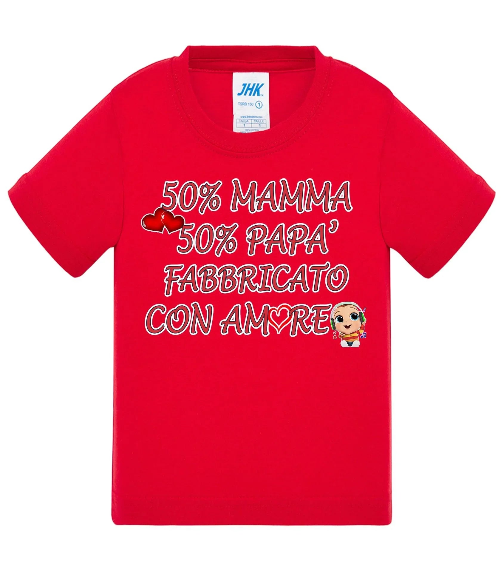 50%Mamma 50% Papà Fabbricato con Amore - T-shirt per Bambino/a Mod. Baby & Kid Da 0 a 8 anni - STREET STYLE