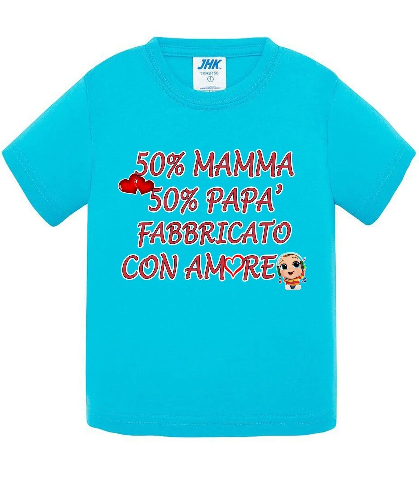 50%Mamma 50% Papà Fabbricato con Amore - T-shirt per Bambino/a Mod. Baby & Kid Da 0 a 8 anni - STREET STYLE