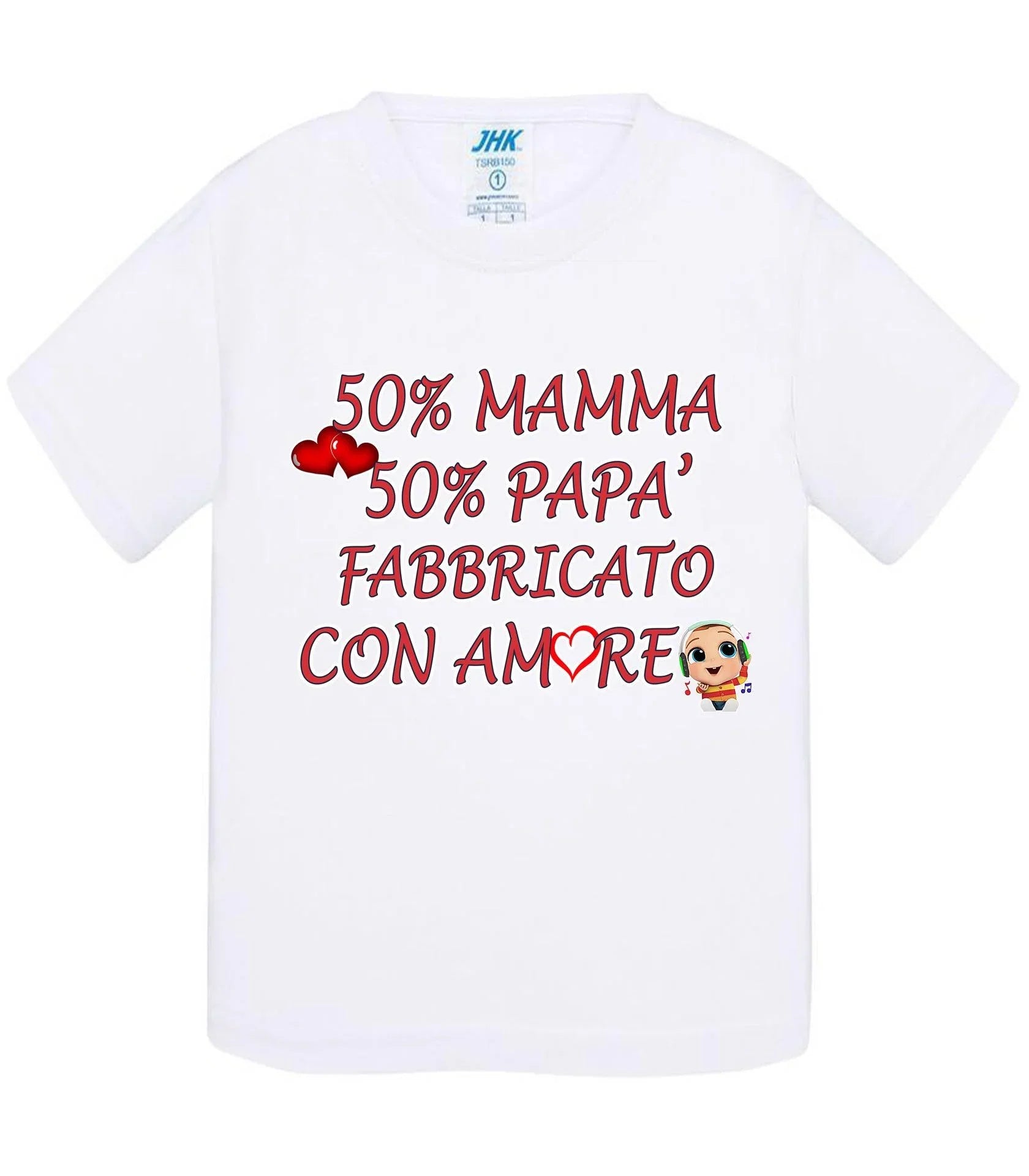 50%Mamma 50% Papà Fabbricato con Amore - T-shirt per Bambino/a Mod. Baby & Kid Da 0 a 8 anni - STREET STYLE