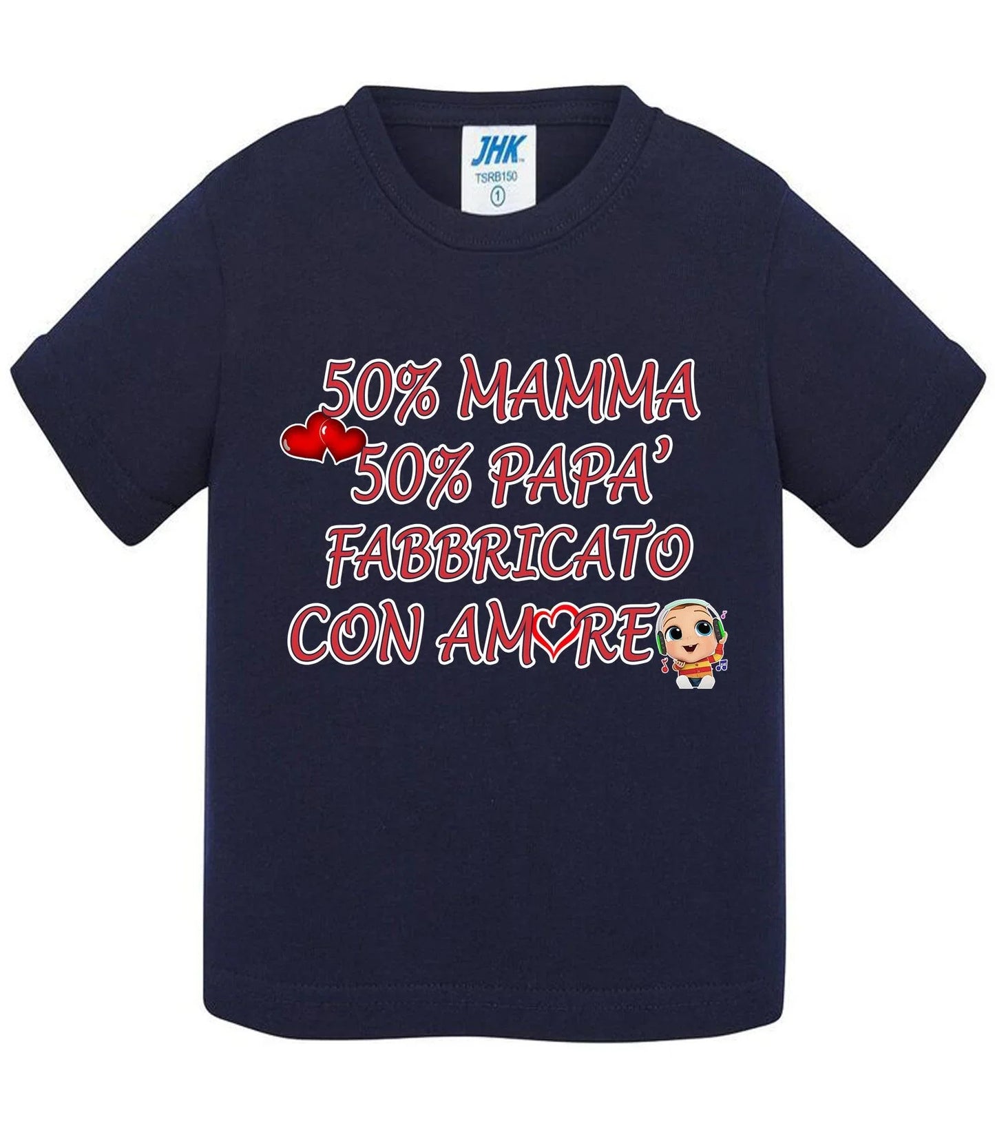 50%Mamma 50% Papà Fabbricato con Amore - T-shirt per Bambino/a Mod. Baby & Kid Da 0 a 8 anni - STREET STYLE