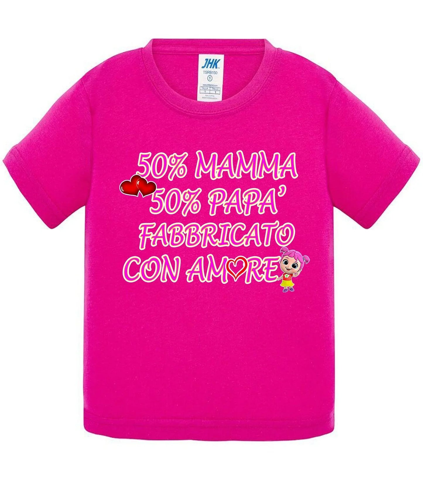 50%Mamma 50% Papà Fabbricato con Amore - T-shirt per Bambino/a Mod. Baby & Kid Da 0 a 8 anni - STREET STYLE