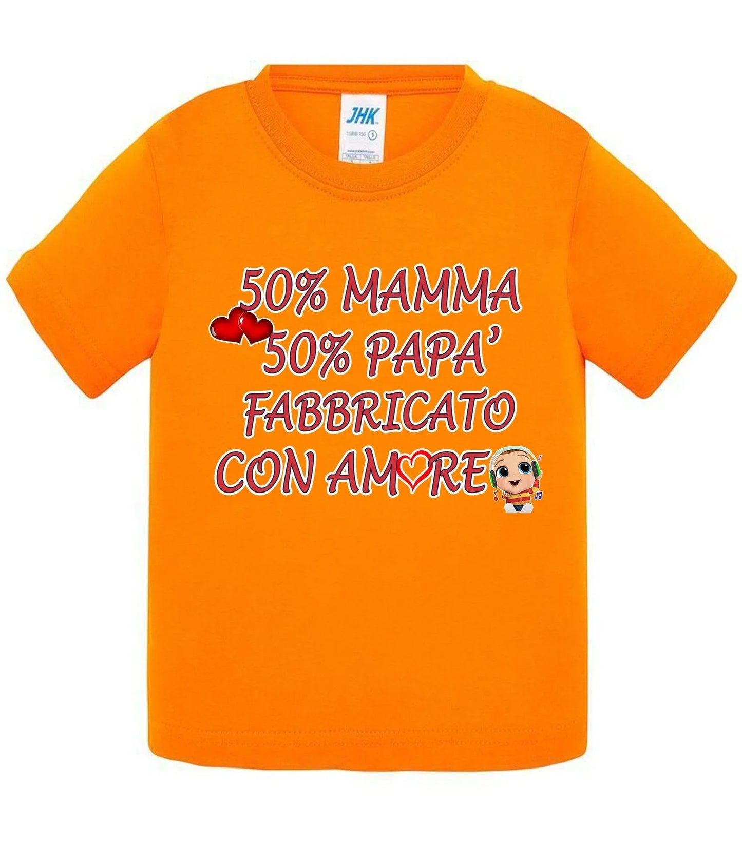 50%Mamma 50% Papà Fabbricato con Amore - T-shirt per Bambino/a Mod. Baby & Kid Da 0 a 8 anni - STREET STYLE